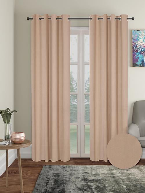 polyester 2 pieces long door curtain set, 9 feet lon - 21734111 - Very Small Image - 1