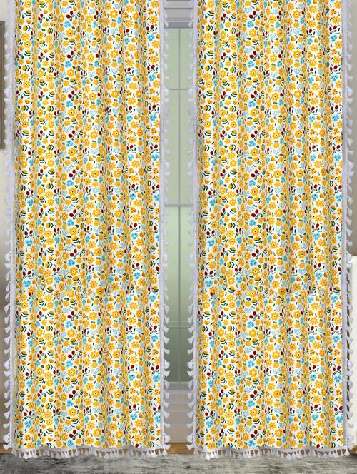 stylish and attractive floral printed curtains - set of 2 - 21734236 - Very Small Image - 1
