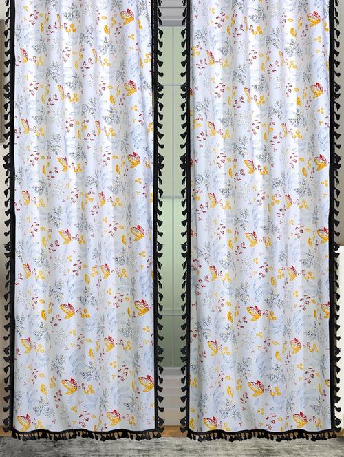 cotton curtain for , boho curtain with stainless steel rings curtain fabric (grey, white, 274 m) - 21734248 - Very Small Image - 1