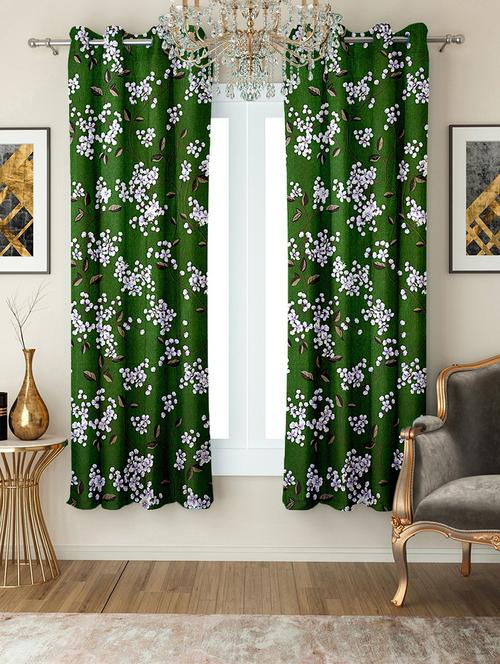 stylish and attractive floral printed curtains - set of 2 - 21734306 - Very Small Image - 1