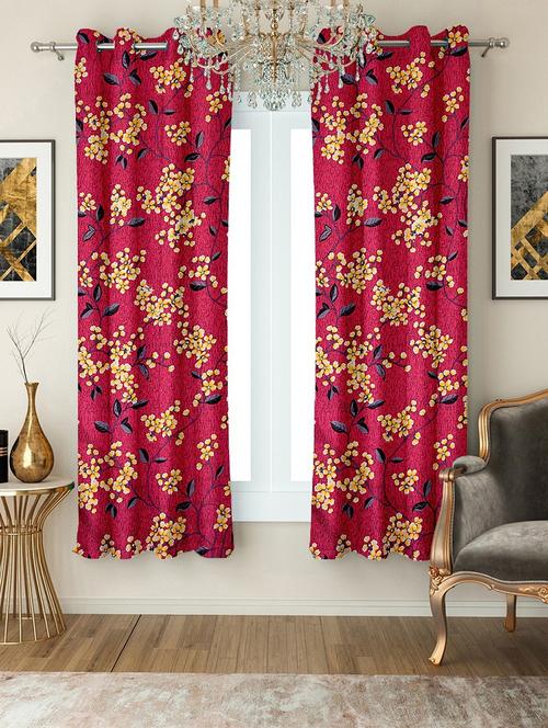 stylish and attractive floral printed curtains - set of 2 - 21734308 - Very Small Image - 1