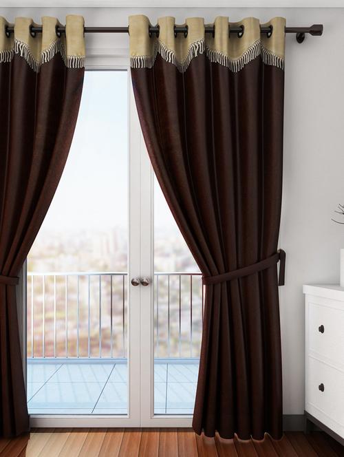 stylish and attractive solid curtains - set of 2 - 21734372 - Very Small Image - 1