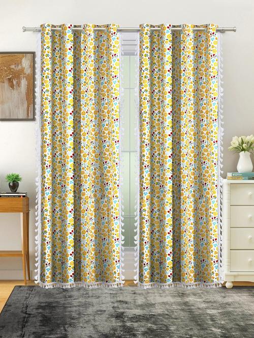stylish and attractive floral printed curtains - set of 2 - 21734393 - Very Small Image - 1