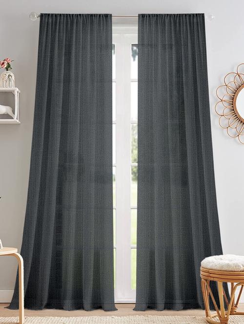 stylish and attractive solid curtains - set of 2 - 21734565 - Very Small Image - 1