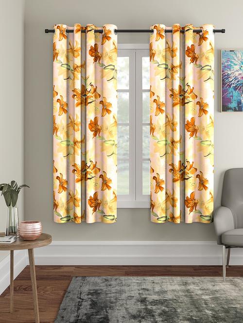 stylish and attractive floral printed curtains - set of 2 - 21734574 - Very Small Image - 1