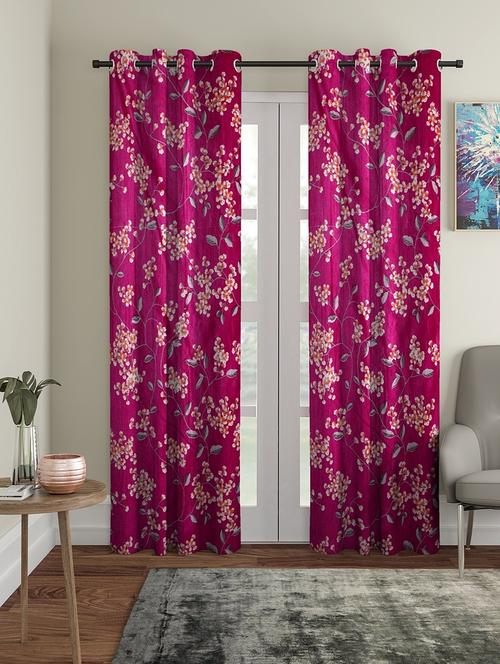 stylish and attractive floral printed curtains - set of 2 - 21734576 - Very Small Image - 1