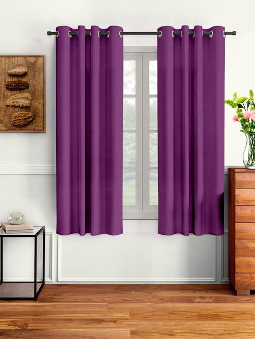 stylish and attractive solid curtains - set of 2 - 21734700 - Very Small Image - 1