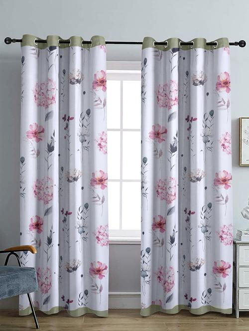 stylish and attractive floral printed curtains - set of 2 - 21734744 - Very Small Image - 1
