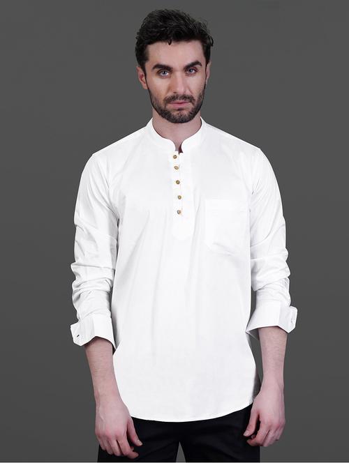 men solid long sleeve short kurta - 21734948 - Very Small Image - 1