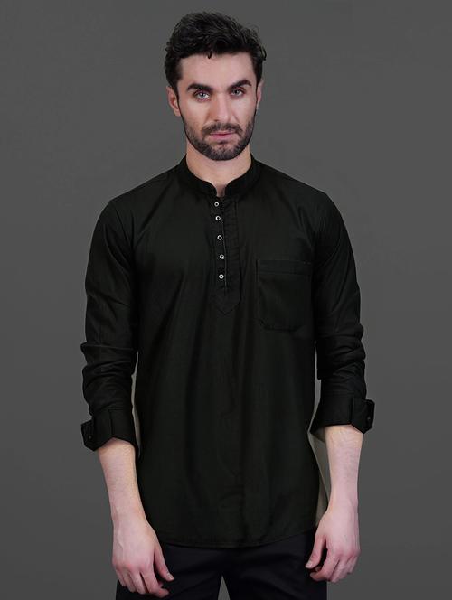 men solid long sleeve short kurta - 21734954 - Very Small Image - 1