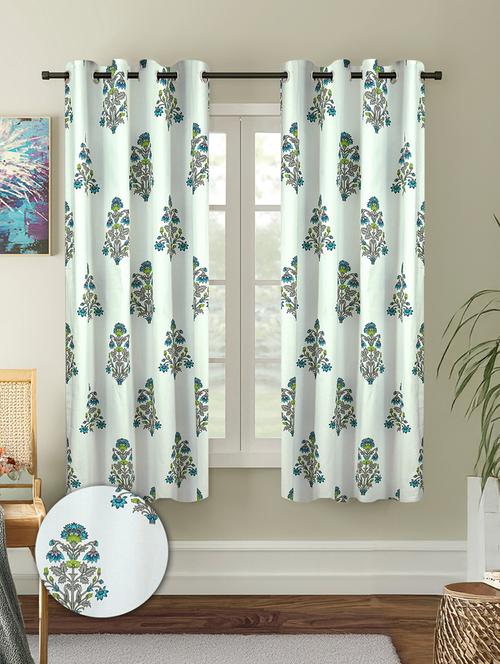 stylish and attractive floral printed curtains - set of 2 - 21734955 - Very Small Image - 1