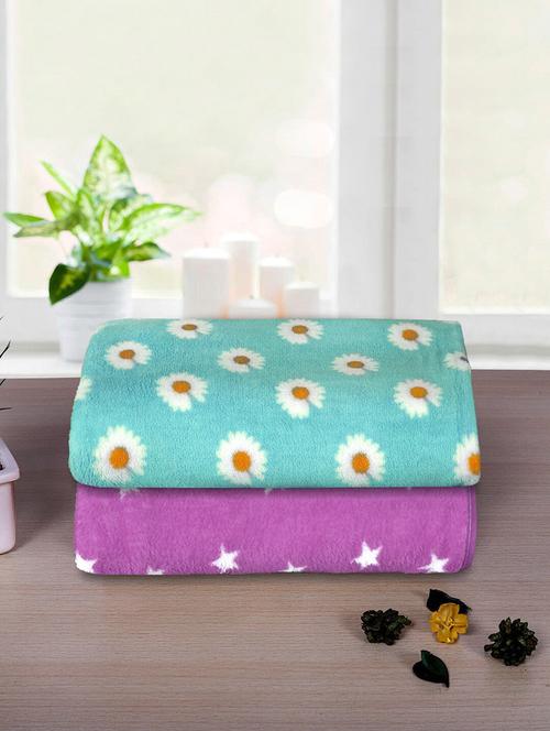 microfiber bath towel 2 piece towel set, 300 gsm (turquoise & purple) - 21737250 - Very Small Image - 1
