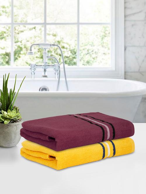 two bath towel (70 x 140 cms) pure cotton bath towel set - 21737259 - Very Small Image - 1