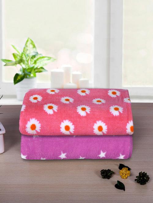 microfiber bath towel 2 piece towel set, 300 gsm (pink & purple) - 21737261 - Very Small Image - 1