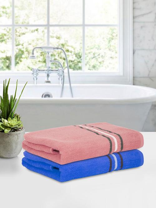 two bath towel (70 x 140 cms) pure cotton bath towel set - 21737272 - Very Small Image - 1