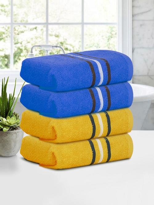 four hand towels (40 x 60 cms) pure cotton hand towel set in two colors - 21737283 - Very Small Image - 1