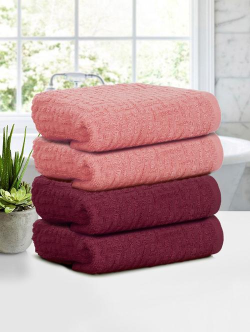 four hand towels (40 x 60 cms) pure cotton hand towel set in two colors - 21737296 - Very Small Image - 1