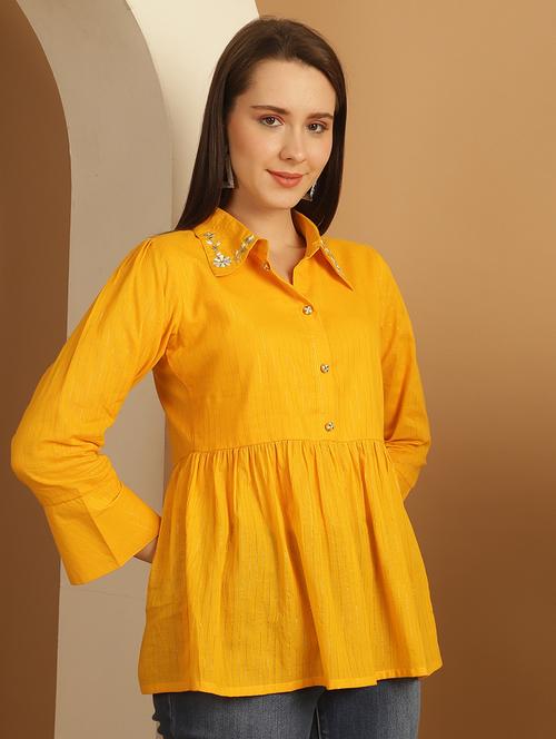 women three quarter sleeve flared ethnic top - 21737394 - Very Small Image - 1