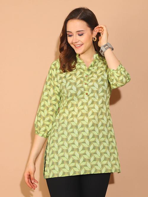 women printed three quarter sleeve straight kurti - 21737433 - Very Small Image - 1