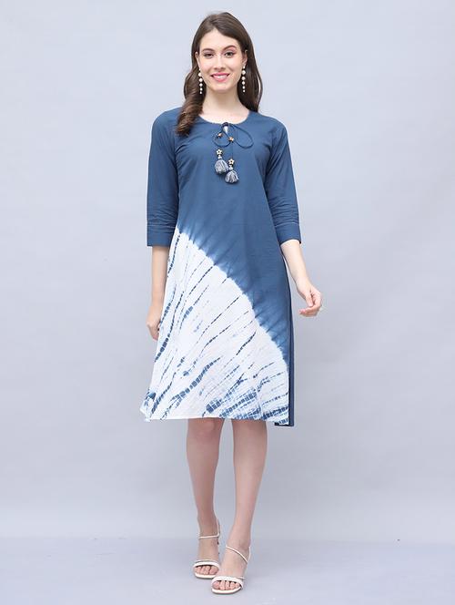 women blue tie & dye a-line dress - 21737533 - Very Small Image - 1