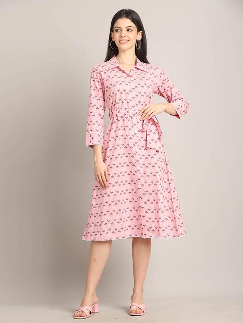 women pink printed a-line ethnic dress - 21737537 - Very Small Image - 1