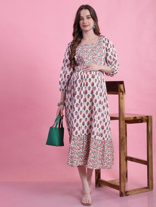 women floral three quarter sleeve maternity wear - 21737543 - Very Small Image - 1