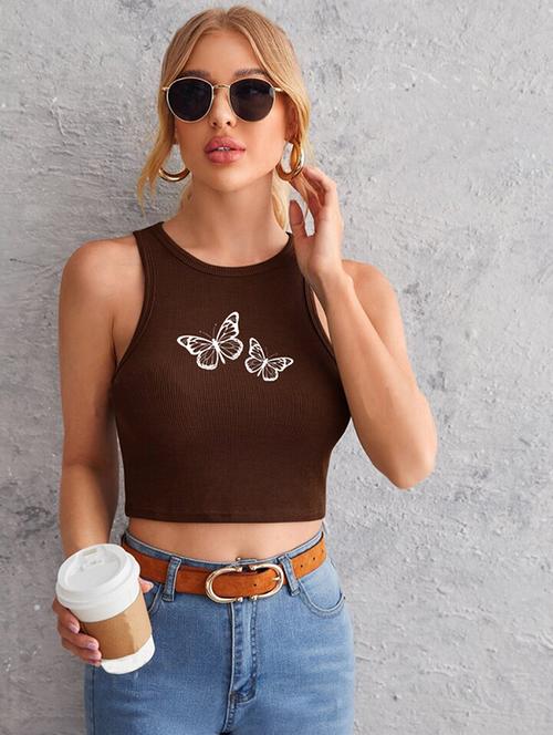 women printed sleeveless crop top  - 21738031 - Very Small Image - 1