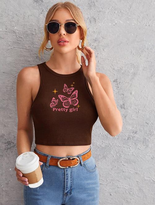 women printed sleeveless crop top  - 21738037 - Very Small Image - 1