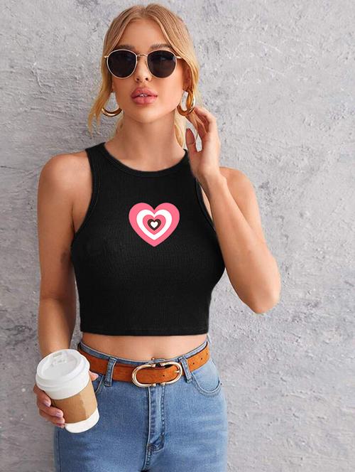 women printed sleeveless crop top  - 21738043 - Very Small Image - 1