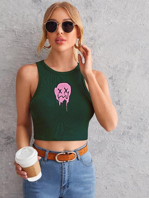 women printed sleeveless crop top  - 21738069 - Very Small Image - 1