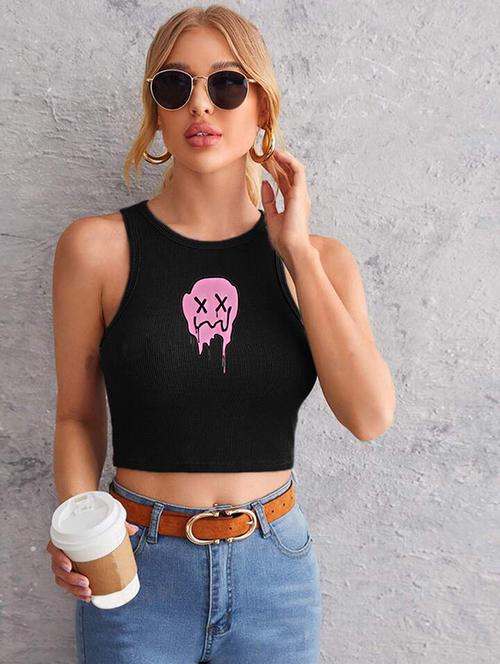 women printed sleeveless crop top  - 21738070 - Very Small Image - 1