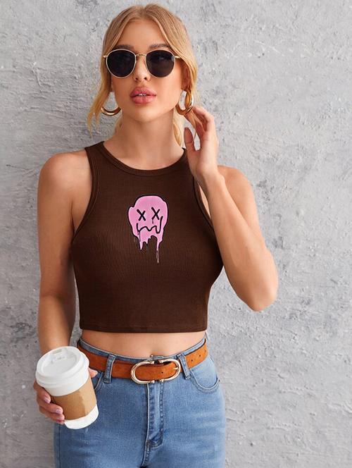 women printed sleeveless crop top  - 21738072 - Very Small Image - 1