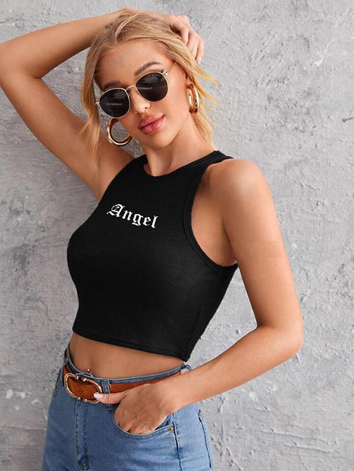 women printed sleeveless crop top  - 21738090 - Very Small Image - 1