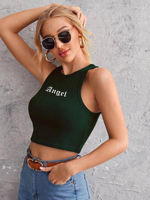 women printed sleeveless crop top  - 21738092 - Very Small Image - 1