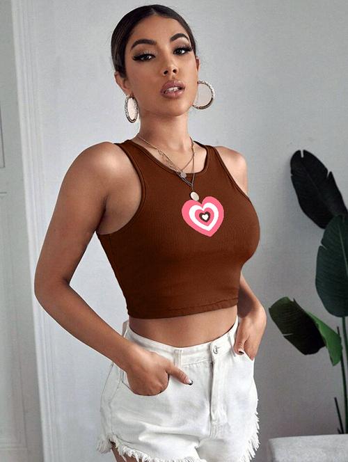 women printed sleeveless crop top  - 21738111 - Very Small Image - 1