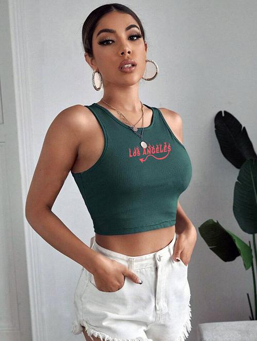 women printed sleeveless crop top  - 21738141 - Very Small Image - 1