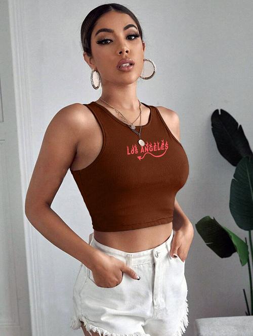 women printed sleeveless crop top  - 21738145 - Very Small Image - 1