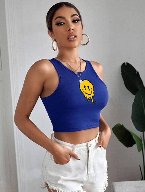 women printed sleeveless crop top  - 21738149 - Very Small Image - 1