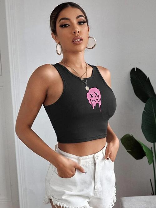 women printed sleeveless crop top  - 21738157 - Very Small Image - 1