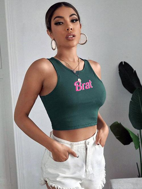 women printed sleeveless crop top  - 21738170 - Very Small Image - 1