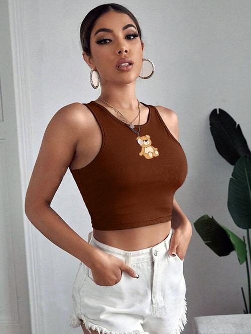 women printed sleeveless crop top  - 21738177 - Very Small Image - 1