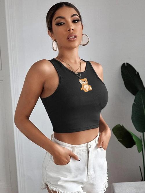 women printed sleeveless crop top  - 21738180 - Very Small Image - 1