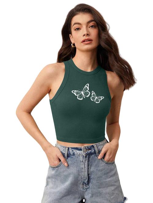 women printed sleeveless crop top  - 21738205 - Very Small Image - 1