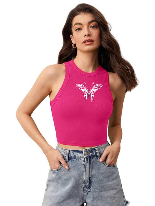 women printed sleeveless crop top  - 21738248 - Very Small Image - 1