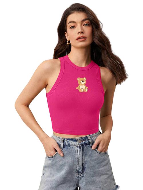women printed sleeveless crop top  - 21738299 - Very Small Image - 1