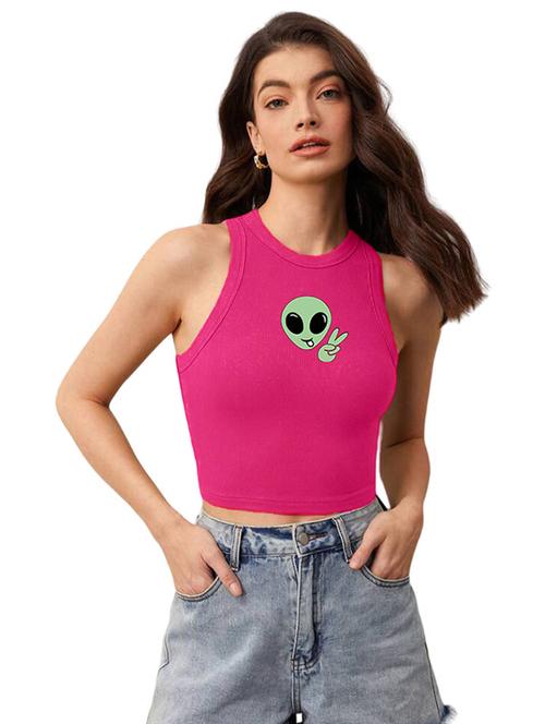 women printed sleeveless crop top  - 21738316 - Very Small Image - 1