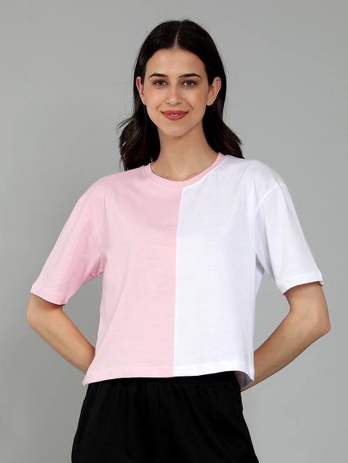 women color blocked short sleeves boxy top - 21738333 - Very Small Image - 1