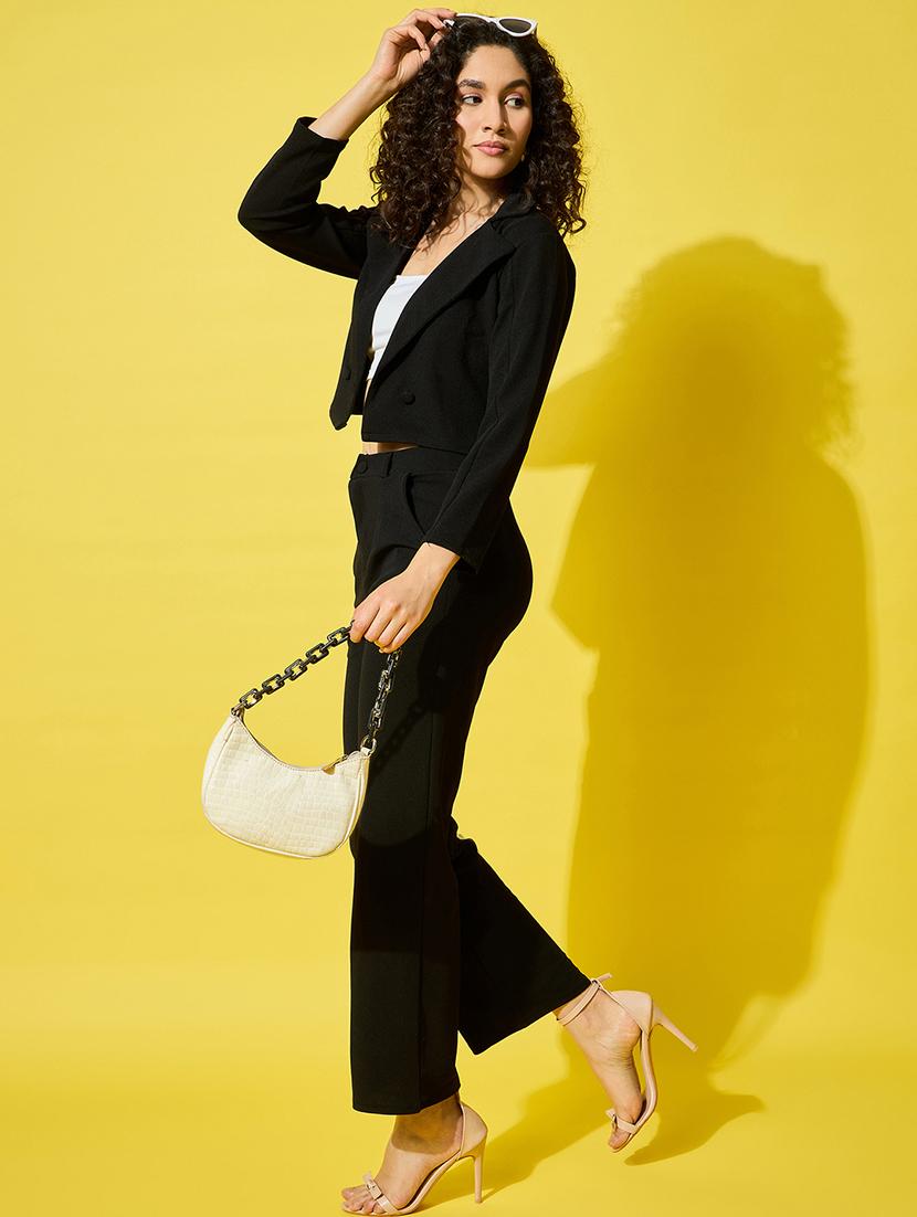 women solid blazer and trousers co-ord set - 21738362 - Standard Image - 2