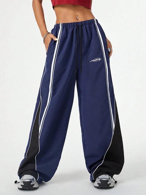 women color block mid rise track pant - 21739372 - Very Small Image - 1