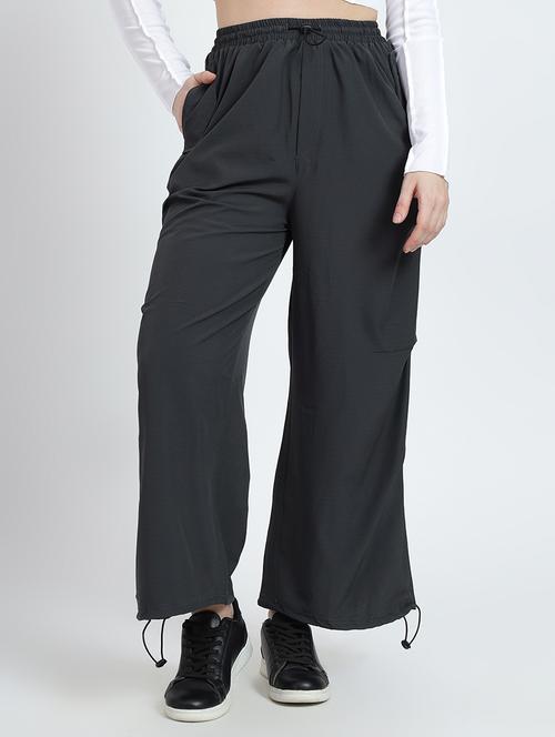 women solid high rise track pant - 21739918 - Very Small Image - 1